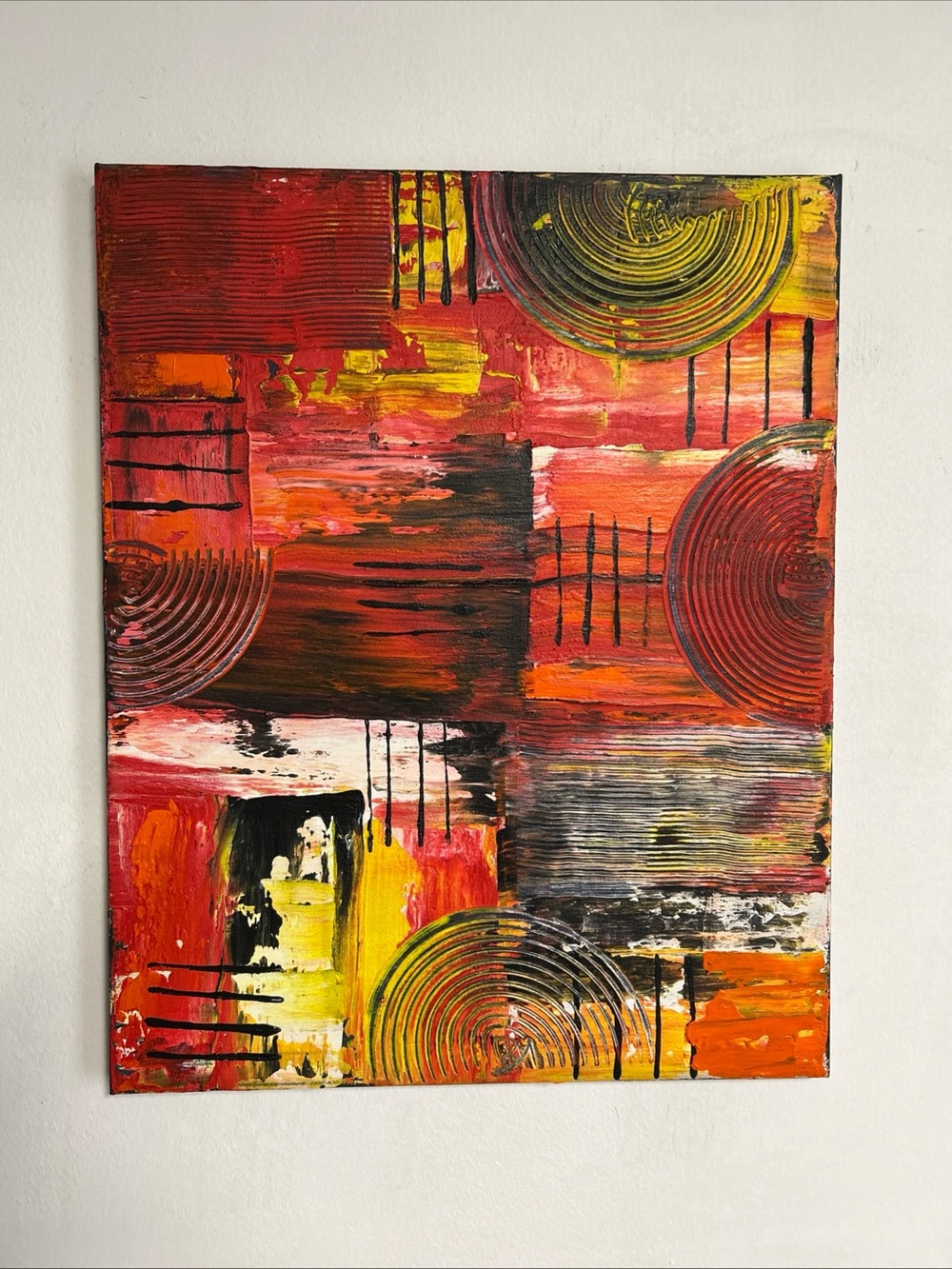Canvas Painting 16 X 20 Acrylic Orange Yellow Red Gothic Art Titled Indecision